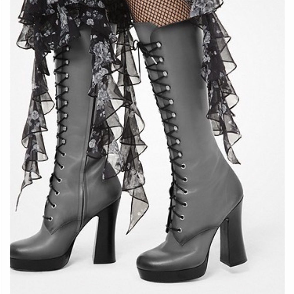 Michael Kors Deandra lace up calf leather boot NEW